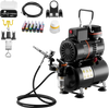 VEVOR Airbrush Kit, 1/6 HP, Air Brush Kit with Air Compressor and Tank, 1 Dual-Action Professional Airbrush with 1 Tip, Hose, Acrylic Paint, 2 Fans, for Cake Decorating, Model Painting, Nail Art