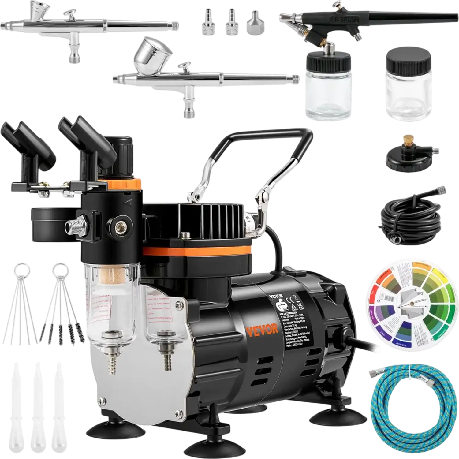 Vevor Airbrush Kit Dual-Action Gravity Feed Airbrush System with Compressor New