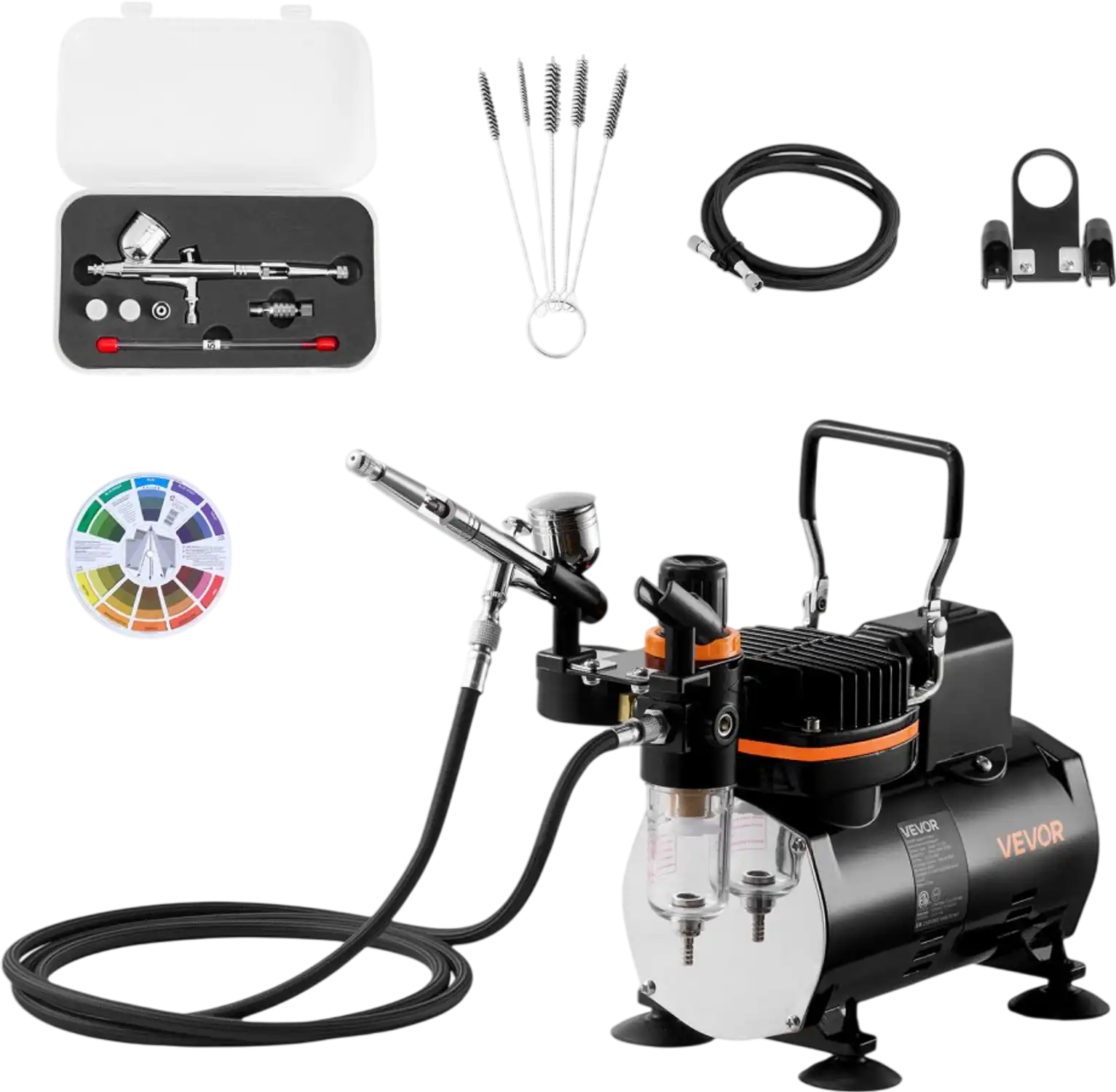 Vevor Airbrush Kit 1/6 HP Air Compressor with Dual-Action Airbrush & 3 Tips New