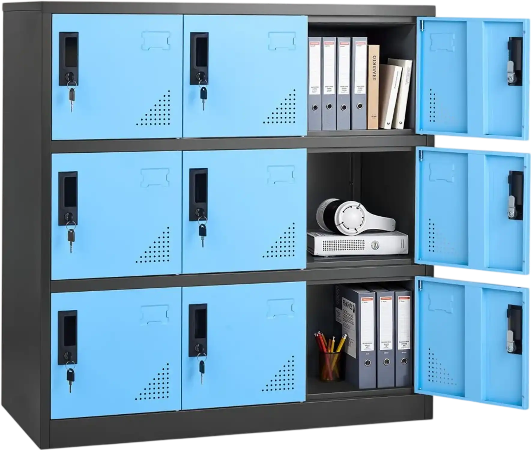 Vevor Metal Locker 9-Door Lockable Steel Storage Cabinet 35.4 x 17.7 x 37
