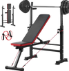 VEVOR 6-in-1 Weight Bench Set, 600lbs Adjustable Workout Bench Press, Exercise Sit up Bench for Home Gym Strength Training, Quick Folding Incline Decline Flat Bench