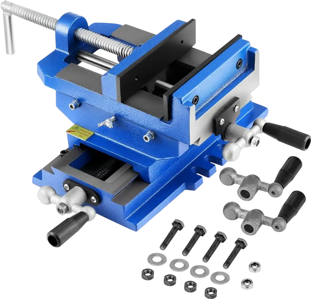 VEVOR Cross Slide Drill Press Vise, 4 Inch Jaw Width, 2 Way X-Y Axis Bench Vise, 3.5 Inch Max Jaw Opening, Heavy Duty Cast Iron, Workbench Vice Clamp, for Woodworking Drilling CNC Milling Machine