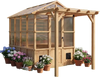 VEVOR Wooden Greenhouse 6'x8' Fir Wood Walk-In Greenhouse Kit with Pergola, for Outdoor Garden Backyard, Heavy Duty Green House with Polycarbonate Panels, Foldable Shelves, Tool Rails & Lockable Door