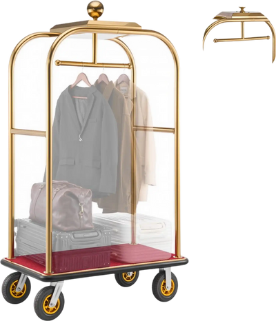 Vevor Hotel Luggage Cart Heavy-Duty Bellman Trolley 1200 lbs Gold New