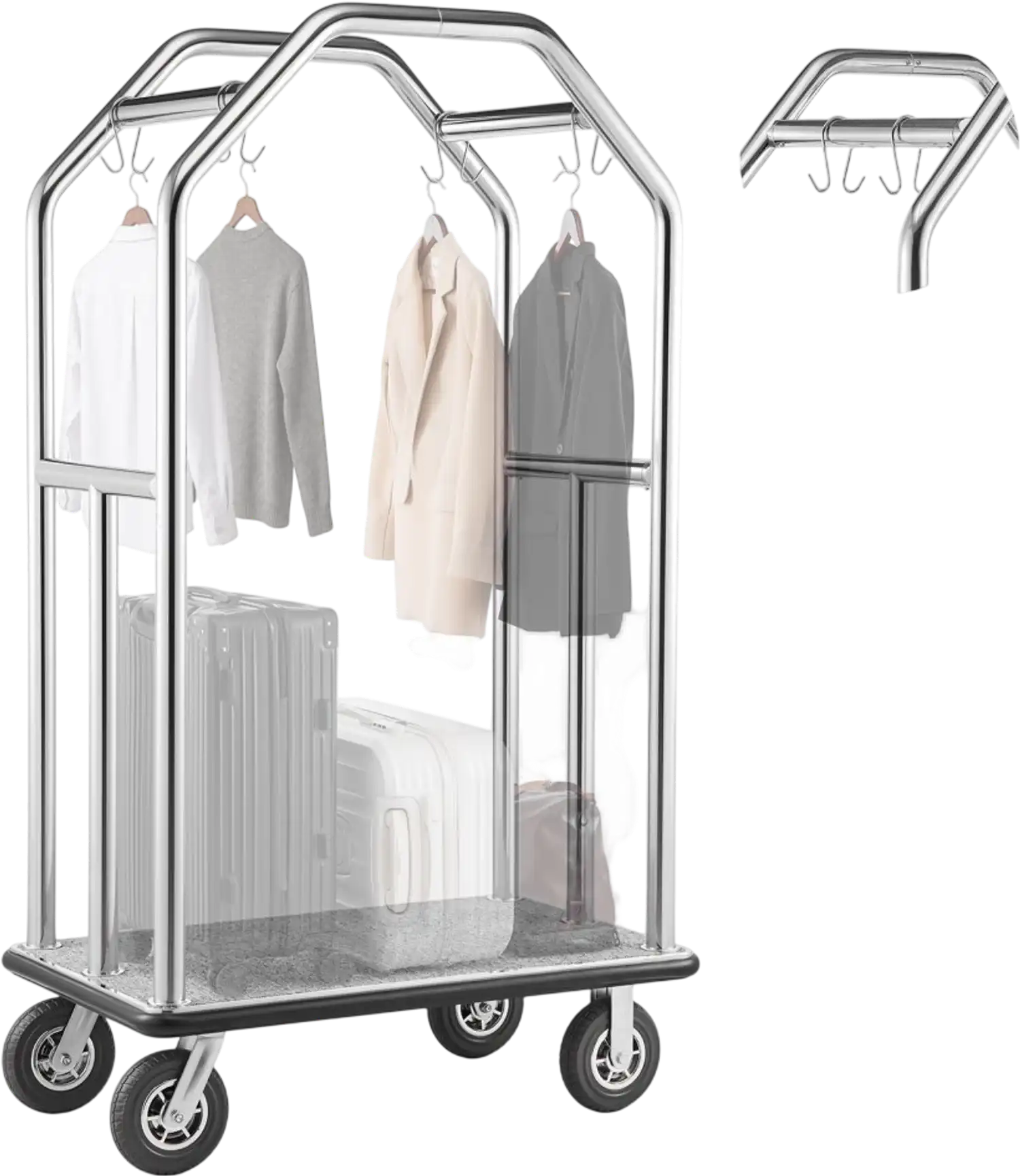 Vevor Bellman Cart Hotel Luggage Cart 1500 lbs Stainless Steel Silver New