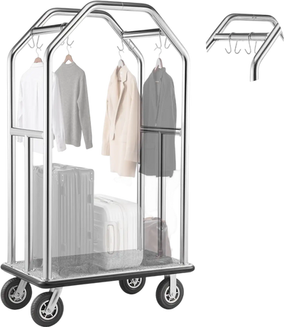 Vevor Bellman Cart Hotel Luggage Cart 1500 lbs Stainless Steel Silver New