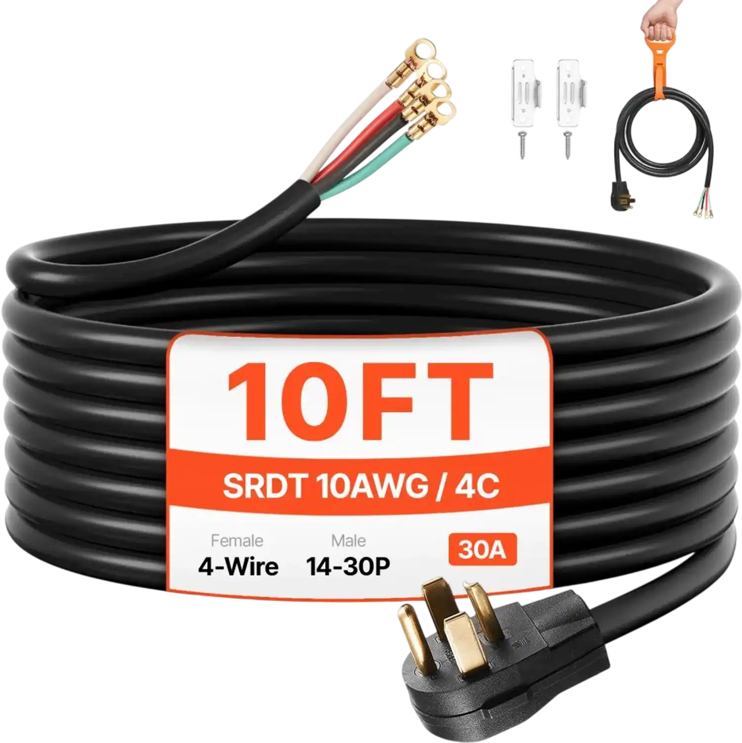 Vevor Dryer Power Cord 10' 4-Prong NEMA 14-30P 30A New