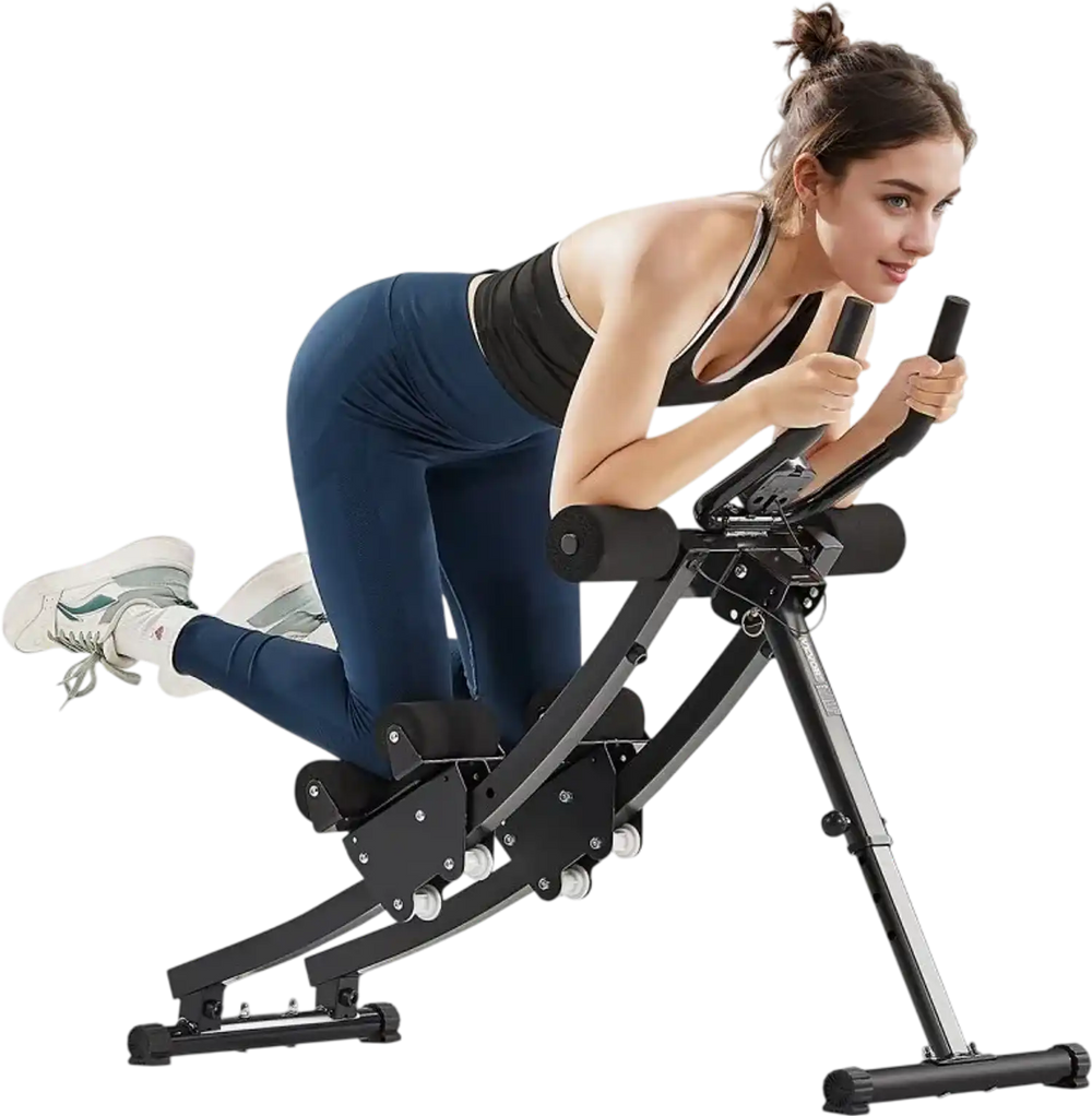 VEVOR AB Workout Machine, Dual-track Ab Workout Equipment at Home Gym, Core & Abdominal Trainers for Women, 440 lbs Weight Capacity Strength Training Ab Cruncher, Foldable Adjustable Fitness Exerciser