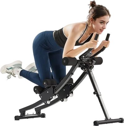 VEVOR AB Workout Machine, Dual-track Ab Workout Equipment at Home Gym, Core & Abdominal Trainers for Women, 440 lbs Weight Capacity Strength Training Ab Cruncher, Foldable Adjustable Fitness Exerciser