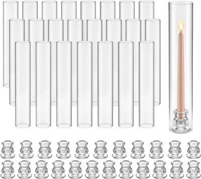 Vevor Candle Holders Hurricane Glass Cylinder Set of 24 Clear 2.56