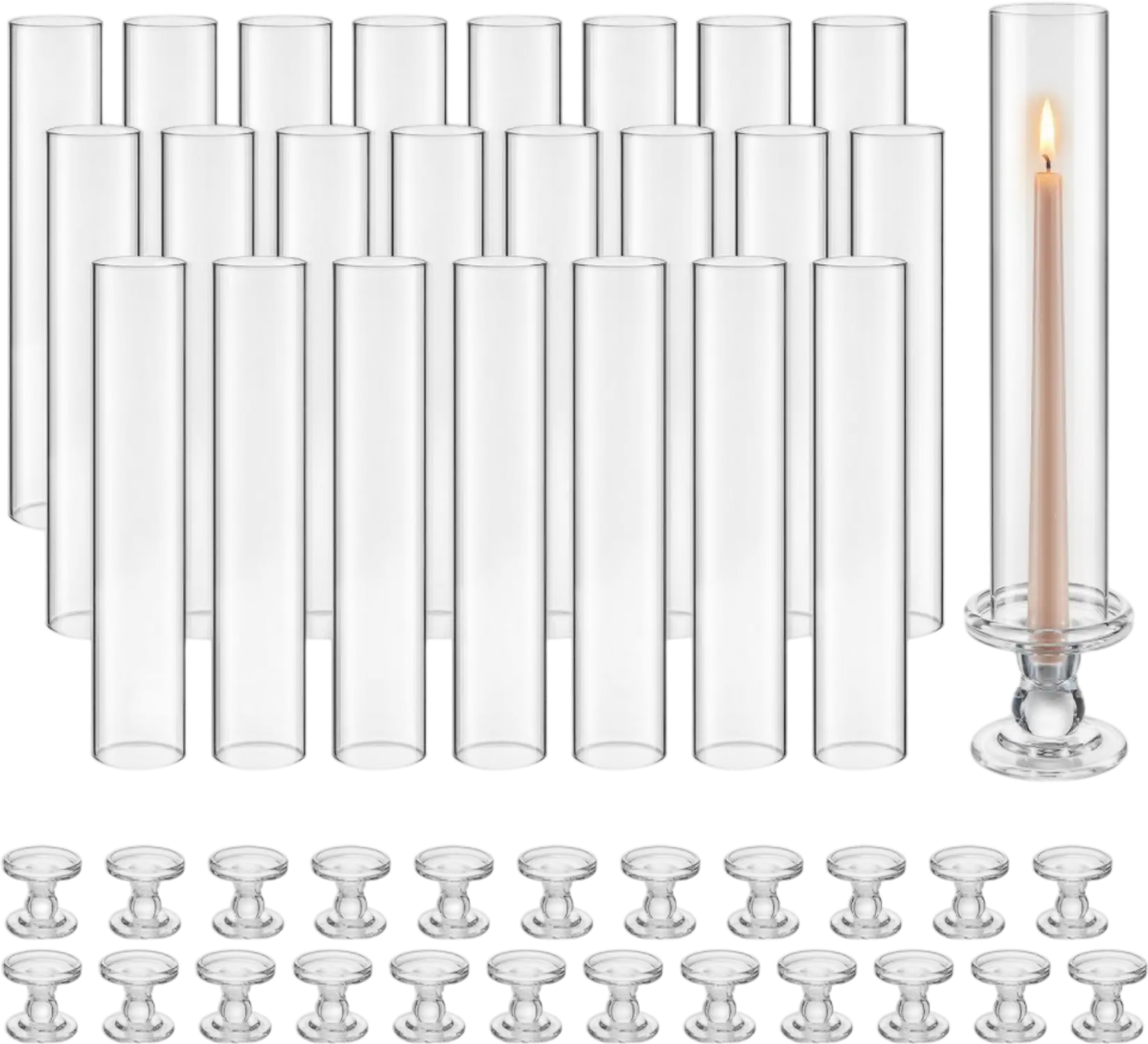 Vevor Hurricane Candle Holders Clear Glass Set of 24 12.6
