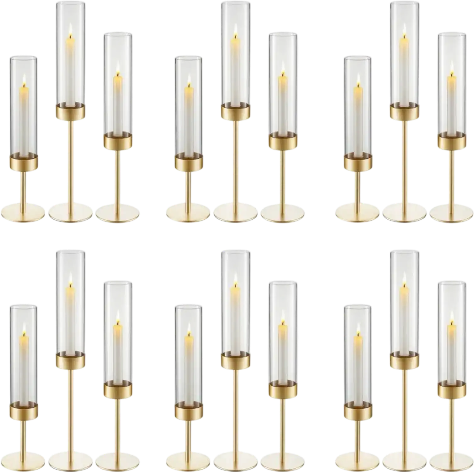 Vevor Candle Holders Hurricane Glass Centerpiece Set of 18 Gold New
