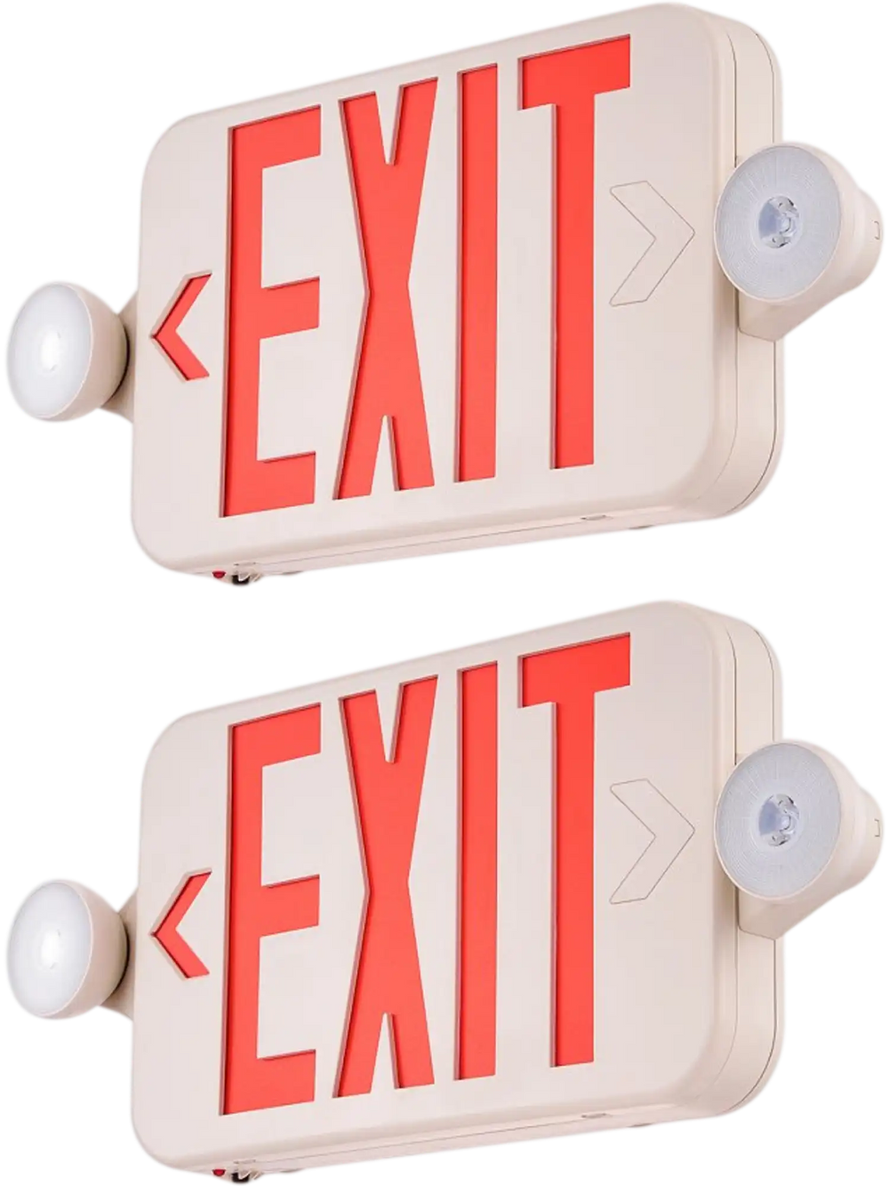 VEVOR LED Emergency Exit Sign, Dual Adjustable LED Heads, Battery-Backed Fire Exit Lighting, Red Letter Combo, Commercial Grade