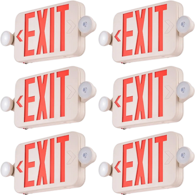 Vevor Exit Sign LED Emergency Lights Battery Backup Red Letter 6 Pack New