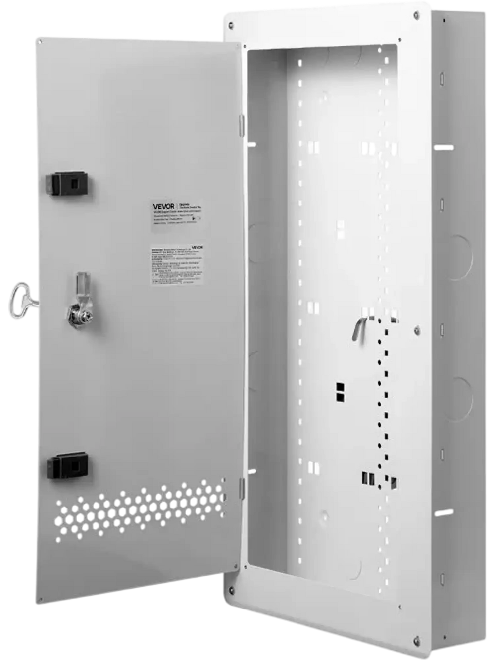 VEVOR Structured Media Enclosure 28-Inch Wiring Cabinet with Hinged Cover, In Wall Cable Management Network Box, Cold-Rolled Steel, Recessed Electrical Multi-Media Cabinet, Flush or Surface Mount