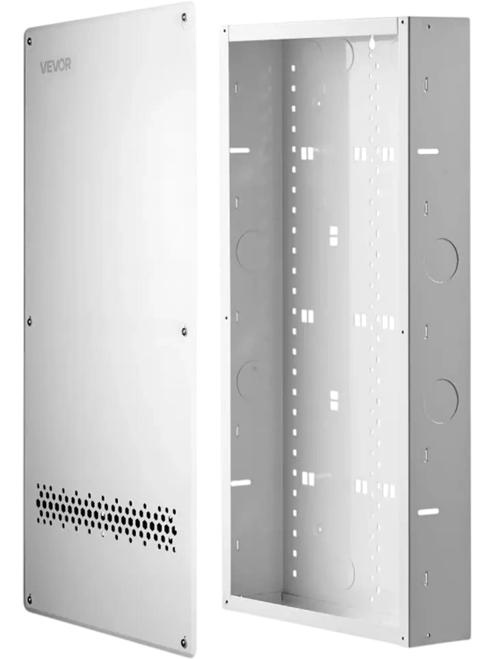 VEVOR Structured Media Enclosure 28-Inch In-Wall Box with Screw-On Cover, Cable Management Network Box, Cold-Rolled Steel, Recessed Electrical Wiring Cabinet, with Knockouts, Flush or Surface Mount