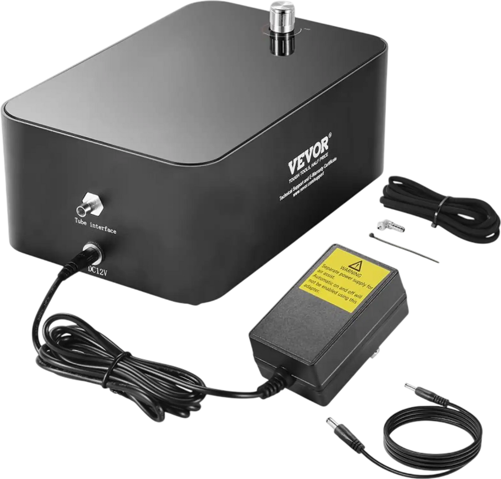 VEVOR Air Assist, Adjustable 50 L/min Airflow, Air Assist Pump Kit for Laser Cutter and Engraver, Clear Smoke and Dust, Reduce Surface Temperature, Shield Laser Lens, for Laser Engraver ≥ 20W