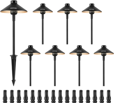 VEVOR 8 Pack Low Voltage Landscape Path Lights, 3W 210LM 12V-24VAC/DC Outdoor LED Pathway Lighting, 3000K Warm White Walkway Lights with Quick Connectors, IP66 Waterproof for Yard Garden Sidewalk