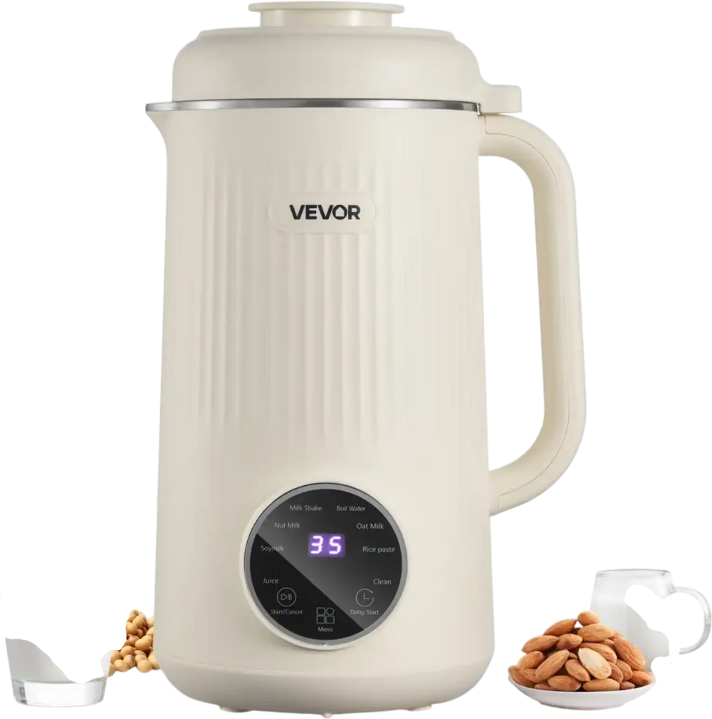 VEVOR 8-in-1 Nut Milk Maker, 41 oz Soy Milk Maker Machine with 10 Blades, for Homemade Oat, Nut, Soy, Juice, Milkshake, Rice Cereal, Plant-Based Beverages with Self-Cleaning, Boil Water, 12-Hour Delay