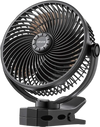 VEVOR Portable Clip Fan, Rechargeable Clip On Fan, USB Port with 3 Speeds & Circulation Mode, Strong Airflow Sturdy Clamp, Long Runtime for Desk, Golf Cart, Outdoor Camping Treadmill, Office, Black