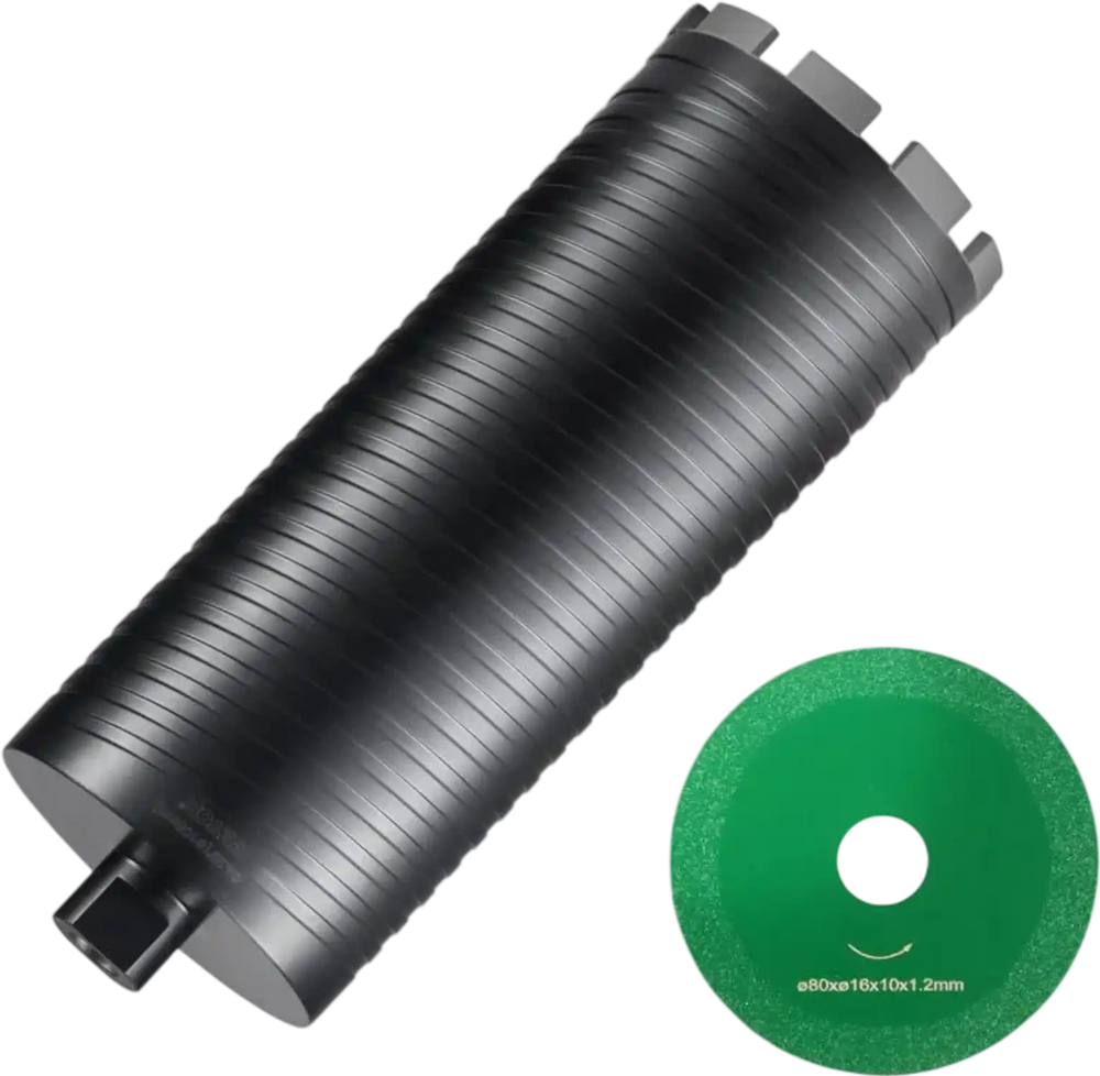 VEVOR Core Drill Bit, 4.25" Wet/Dry Diamond Core Drill Bits for Brick and Block, Concrete Core Drill Bit with Pilot Bit Adapter and Saw Blade, 9.5" Drilling Depth, 5/8"-11 Inner Thread, Laser Welding