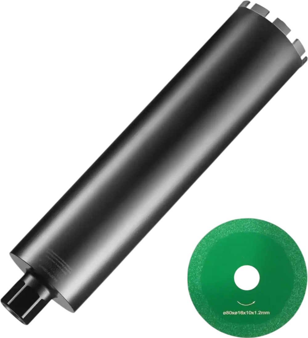 VEVOR Core Drill Bit, 4.25" Wet Diamond Core Drill Bits, 14" Drilling Depth Concrete Core Drill Bit with Saw Blade, 1-1/4"-7 Inner Thread, Laser Welding, Diamond Wet Coring Bit for Concrete Brick