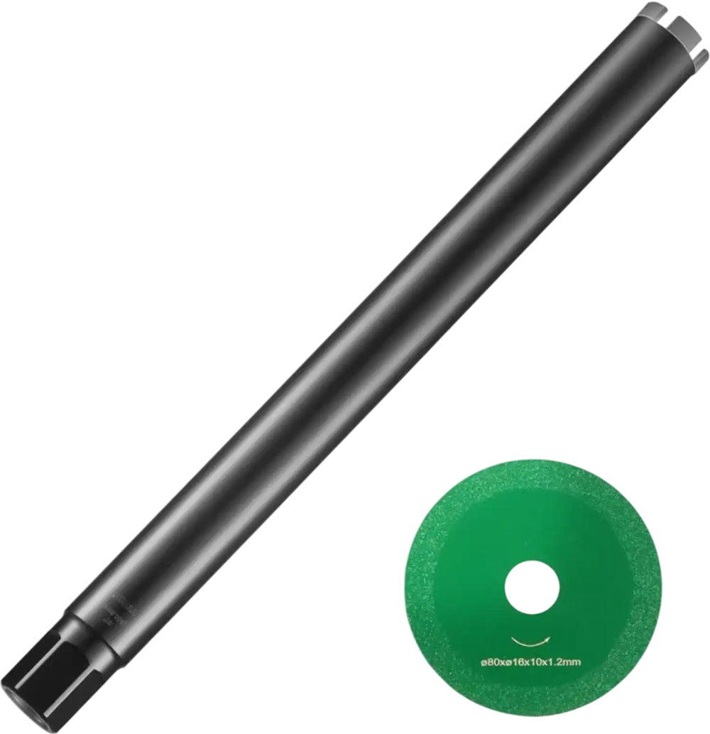 VEVOR Core Drill Bit, 2" Wet Diamond Core Drill Bits, 14" Drilling Depth Concrete Core Drill Bit with Saw Blade, 1-1/4"-7 Inner Thread, Laser Welding, Diamond Wet Coring Bit for Concrete Brick