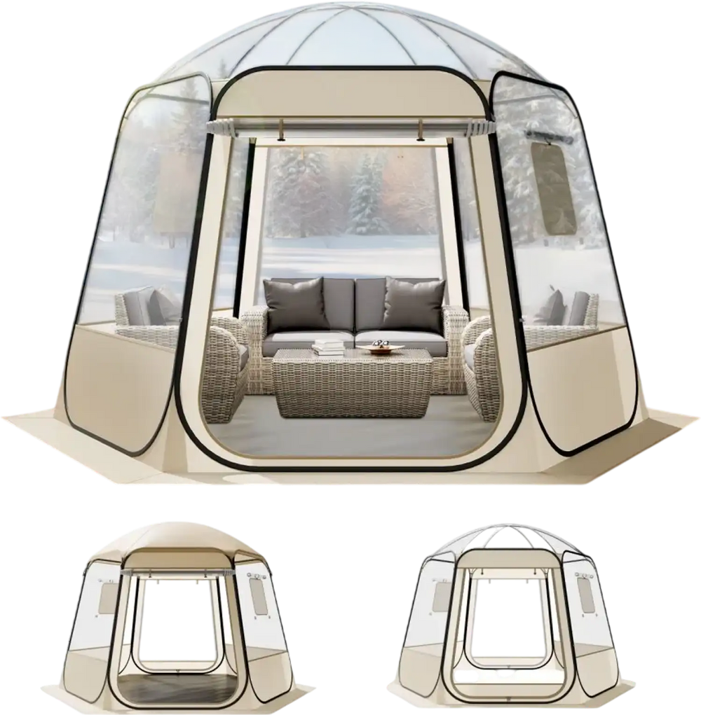 VEVOR Pop up Bubble Tent, 10 x 9.2 ft Waterproof & UV-Resistant, Clear Camping Tent Shelter, Outdoor Garden Dome Igloo Tents with Windows, 540° Panoramic View, for 4-8 Persons Patio Backyard
