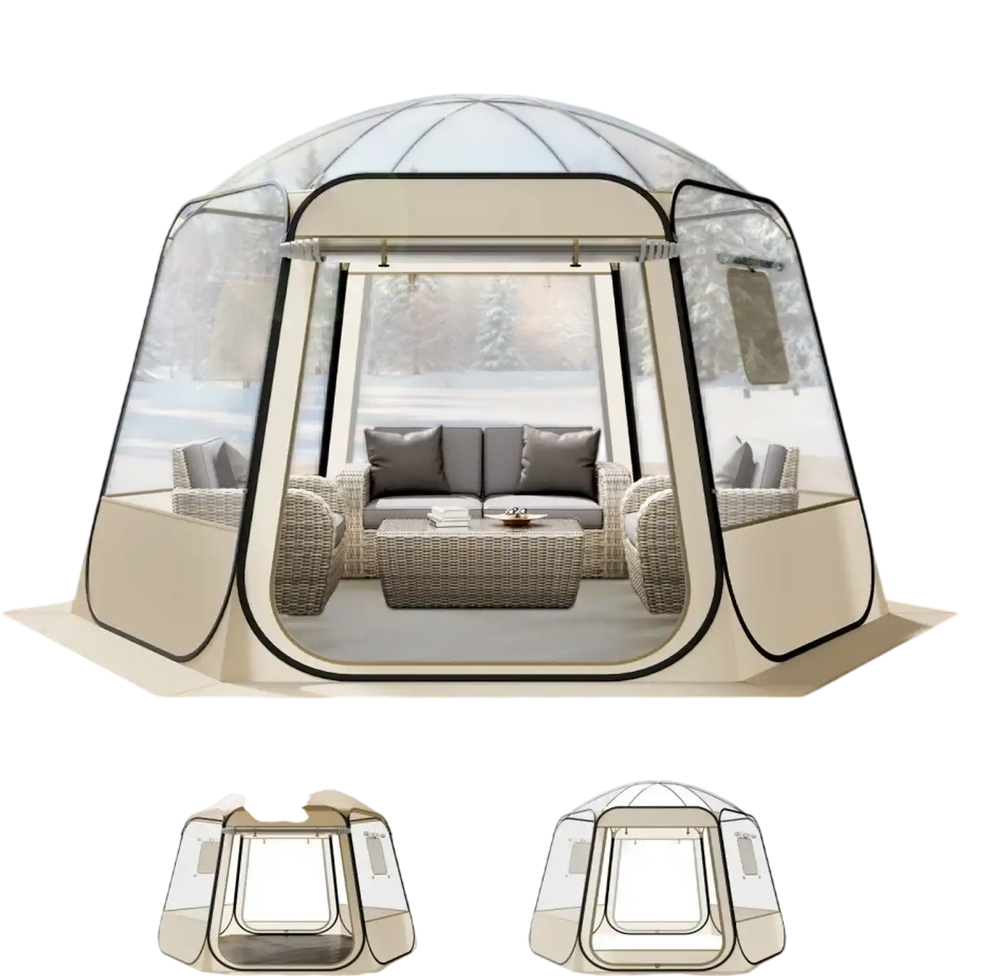 VEVOR Pop up Bubble Tent, 11 x 10.2 ft Waterproof & UV-Resistant, Clear Camping Tent Shelter, Outdoor Garden Dome Igloo Tents with Windows, 540° Panoramic View, for 8-10 Persons Patio Backyard