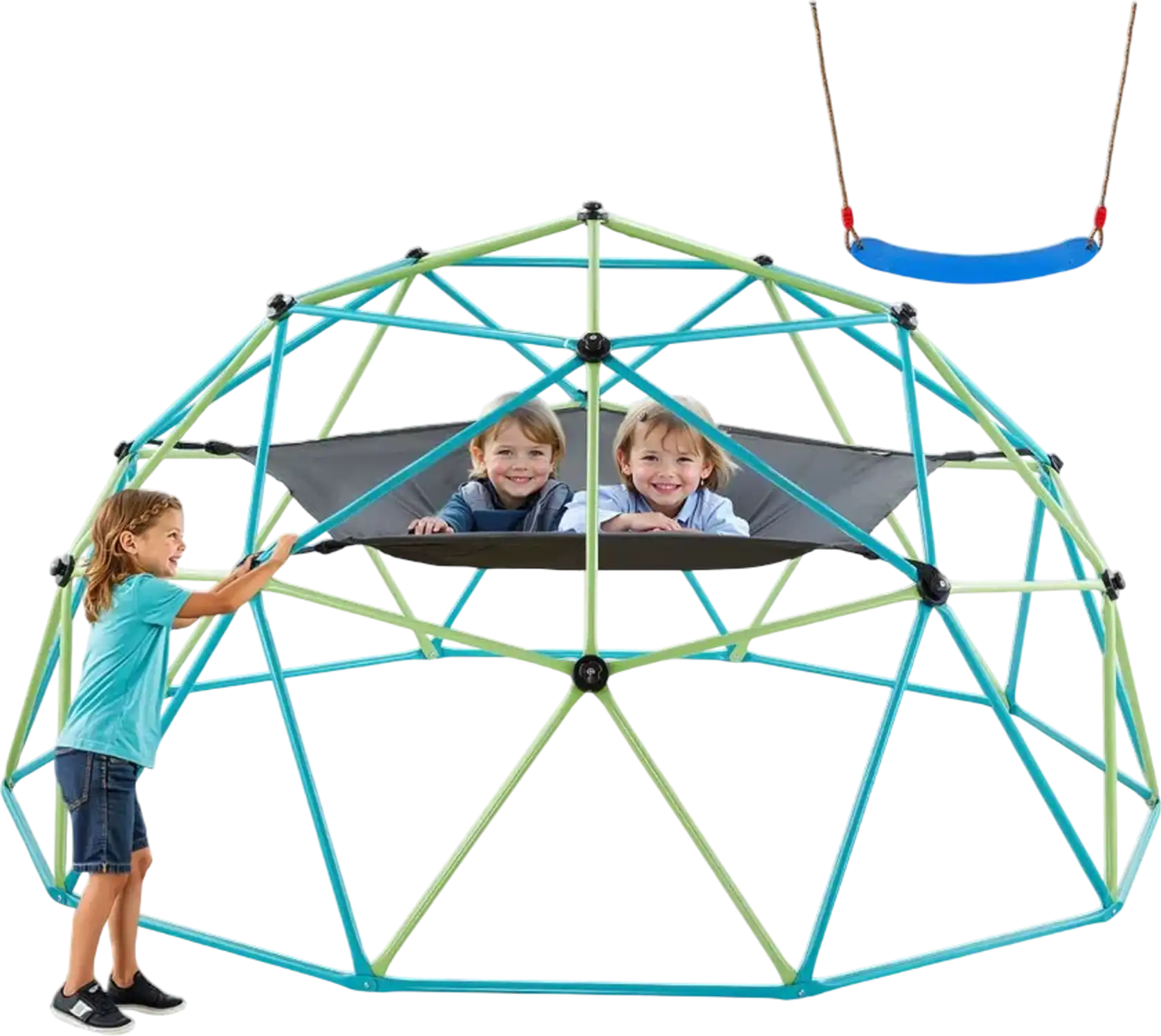 Vevor Geometric Dome Climber 10' Jungle Gym with Swing & Hammock New