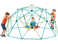 VEVOR Climbing Dome, 10FT Geometric Dome Climber with Saucer Swing, 1000LBS Loading Kid's Jungle Gym Playground, Easy-Assembly Outdoor Backyard Climbing Equipment for Boys Girls 3 to 10 Years Old