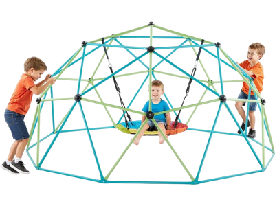 VEVOR Climbing Dome, 10FT Geometric Dome Climber with Saucer Swing, 1000LBS Loading Kid's Jungle Gym Playground, Easy-Assembly Outdoor Backyard Climbing Equipment for Boys Girls 3 to 10 Years Old