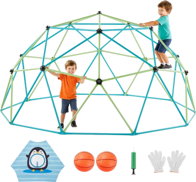 Vevor Climbing Dome 10' Geometric Jungle Gym with Octopus Net & 2 Basketballs New