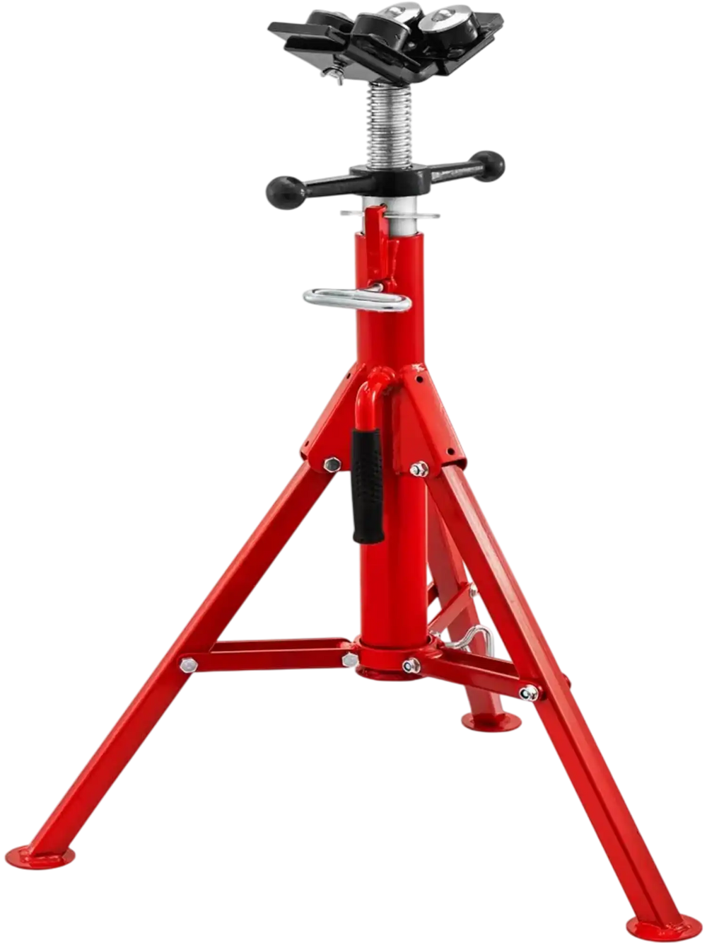 VEVOR Pipe Jack Stand with 4-Ball Transfer V-Head and Folding Legs 1500LB Welding Pipe Stand Adjustable Height 28-52IN 1107A-type Pipe Jacks for Welding