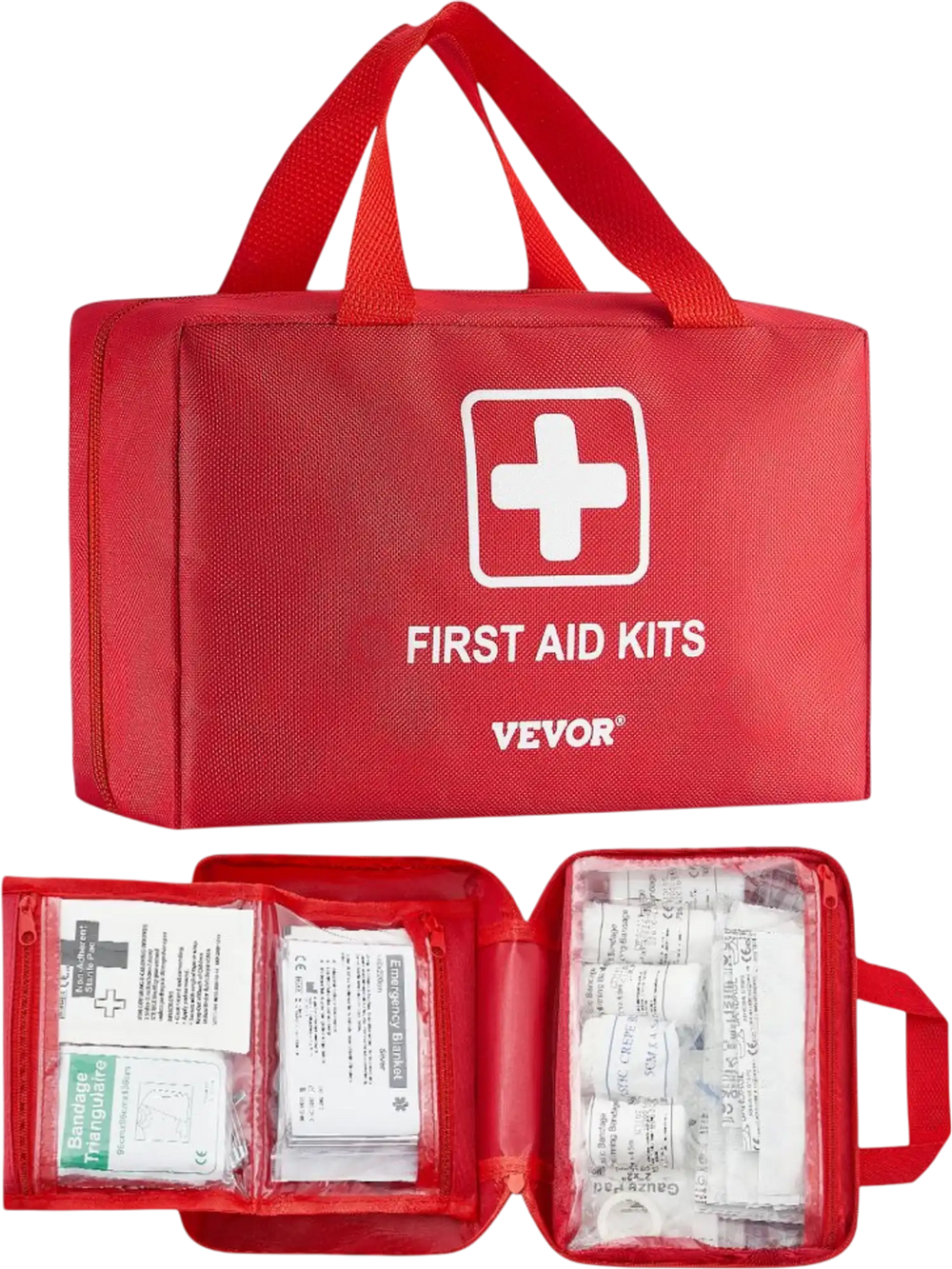 VEVOR First Aid Kit, 500 Pieces, 600D Nylon Large Survival First Aid Bag, Emergency Medical Supplies, for Home, Car, Office, Travel, Camping, Truck, Hiking, Sports, Vehicle and Outdoor Emergencies
