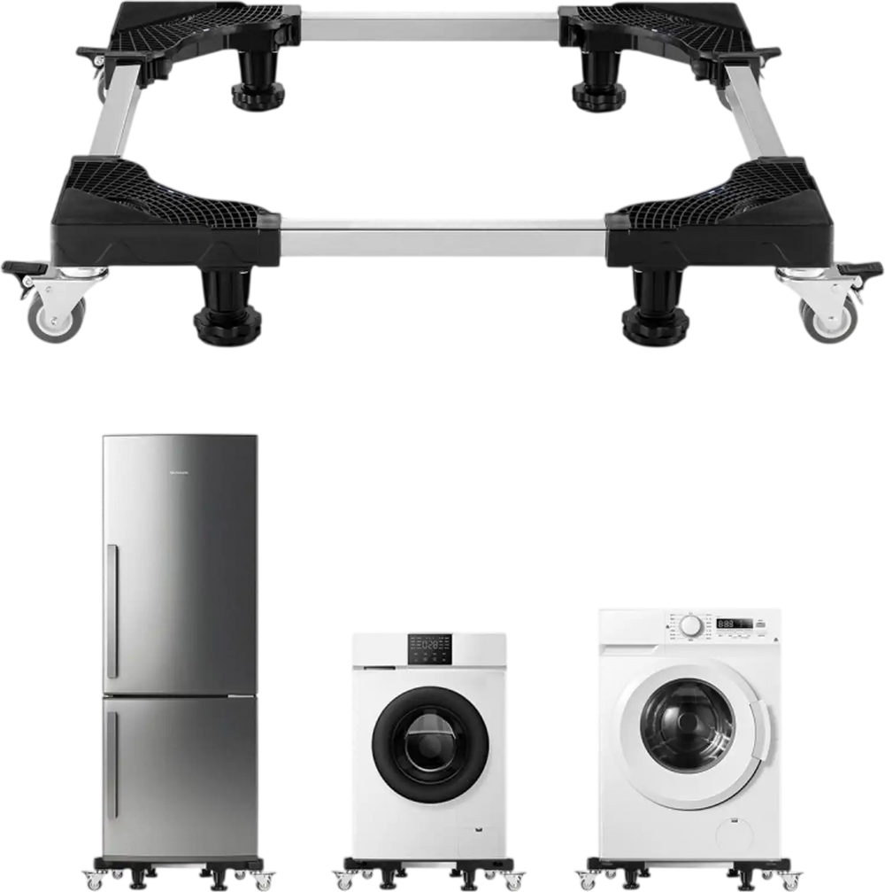VEVOR Fridge Stand Mobile Base, 1100 lbs Load Capacity, Washing Machine Stand with 8 Locking Twin Wheels and 4 Brakes, 27.5 -35.4 Inches Adjustable Furniture Dolly for Washer, Refrigerator and Dryer