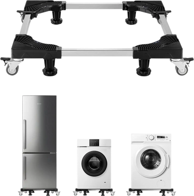 VEVOR Fridge Stand Mobile Base, 1100 lbs Load Capacity, Washing Machine Stand with 8 Locking Twin Wheels and 4 Brakes, 27.5 -35.4 Inches Adjustable Furniture Dolly for Washer, Refrigerator and Dryer