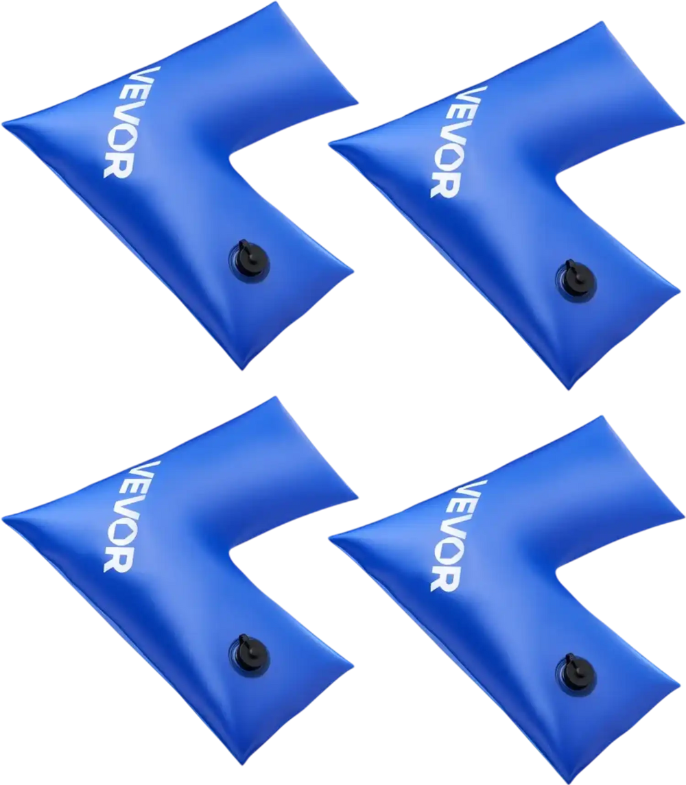 VEVOR Corner Pool Water Tubes, 4 Pack 22.4 x 22.2 in, Corner Winter Water Bags with Leakproof Screw Cap, 0.4mm Heavy Duty PVC, Cold-Resistant Weights for Inground Swimming Pool Covers