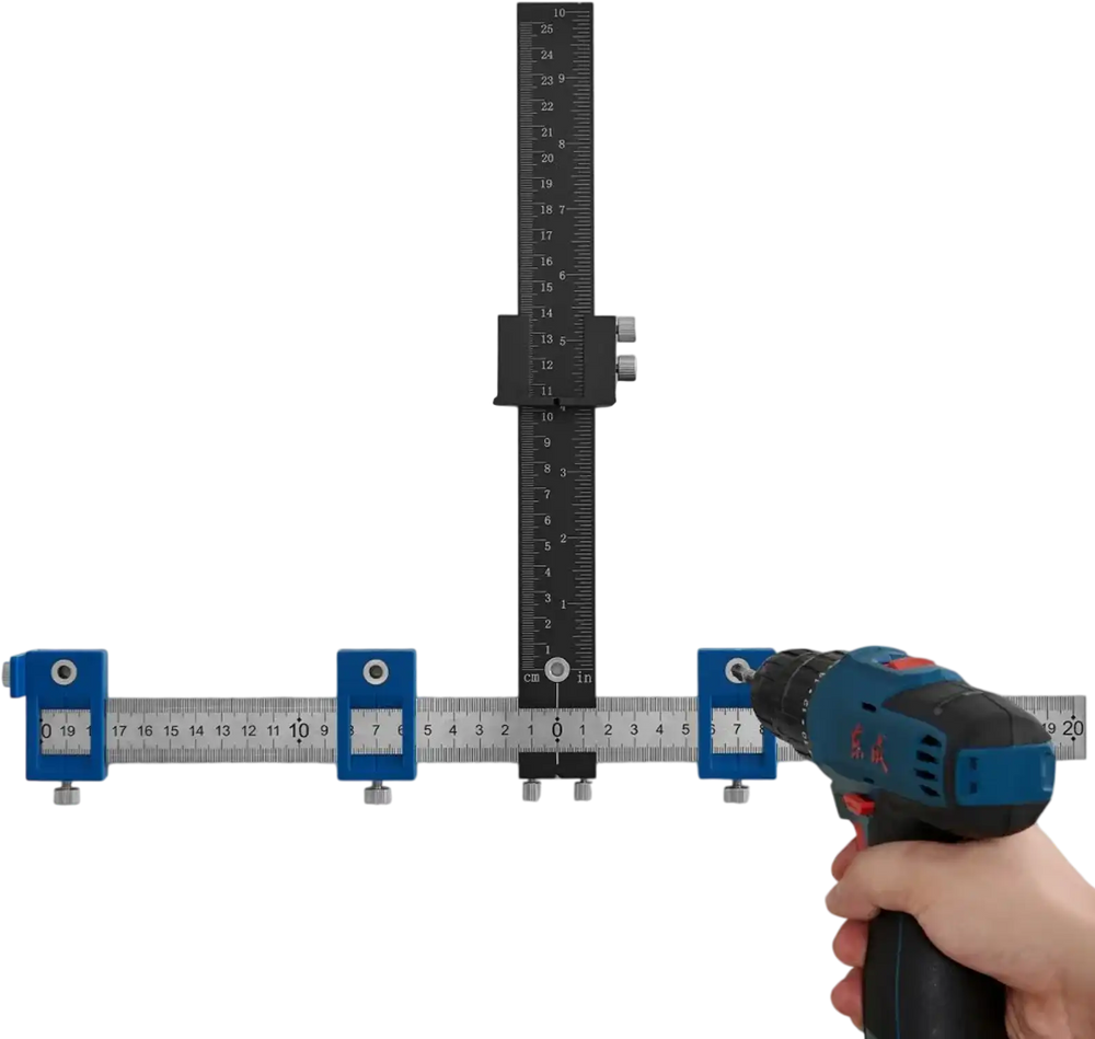 VEVOR Cabinet Hardware Jig, Aluminum Alloy and Stainless Steel Cabinet Handle Jig with Center Punch, Adjustable Cabinet Hardware Template for Installation of Door Drawer Front Knobs Handles and Pulls