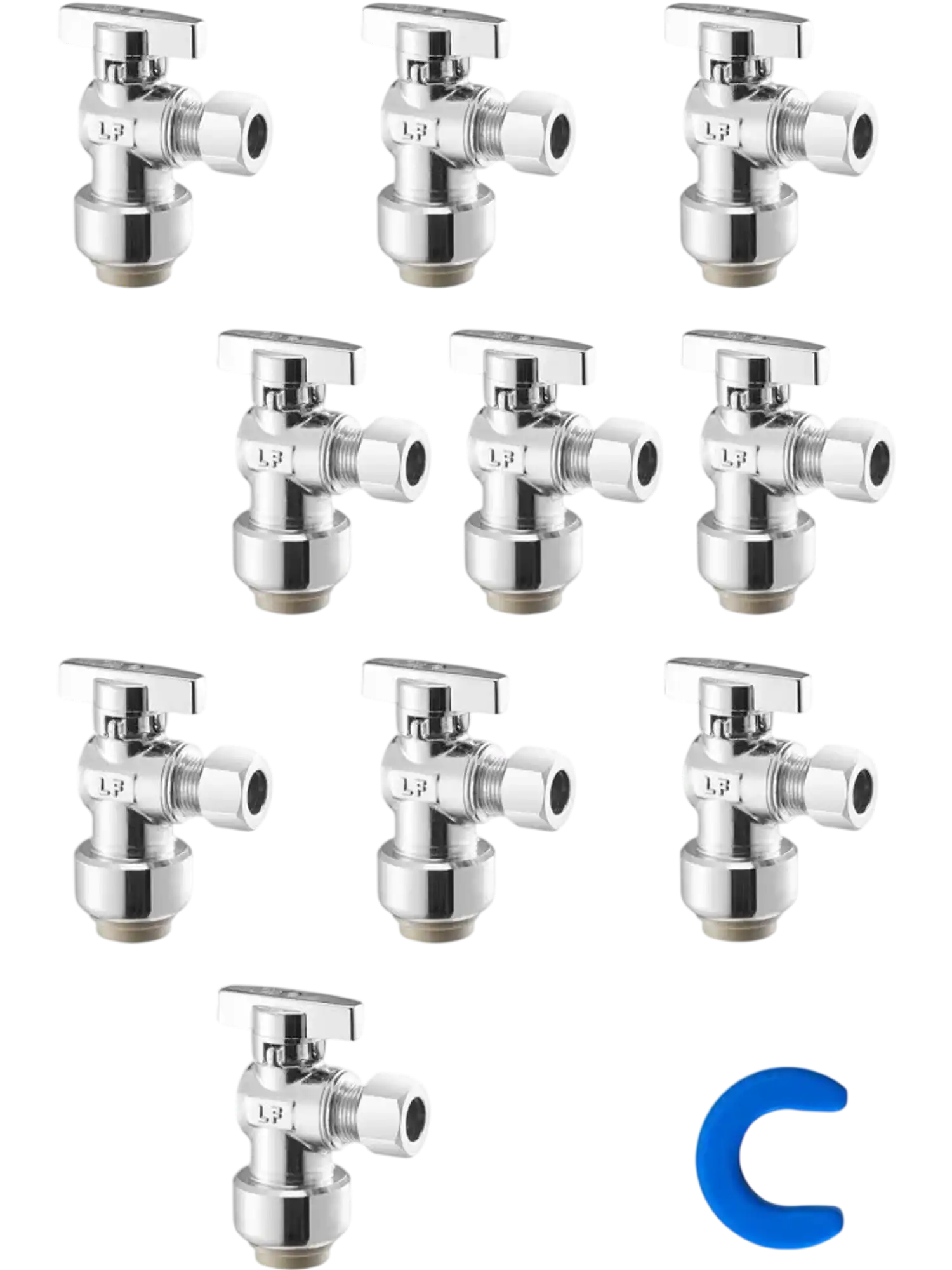 Vevor Angle Stop Valve 10-Pack Push-to-Connect Water Shut Off Valve 1/2
