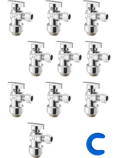 VEVOR 10 Pack Angle Stop Valve, Push-to-Connect Water Shut Off Valve 1/2