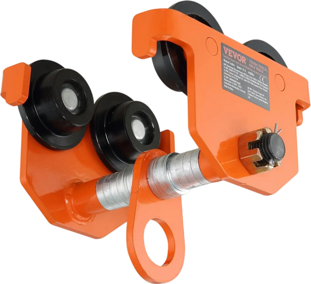 VEVOR Manual Trolley, 4400 lbs/2 Ton Load Capacity, Push Beam Trolley with Dual Wheels, Adjustable for I-Beam Flange Width 2.5" to 8", Heavy Duty Alloy Steel Garage Hoist for Straight Curved I Beam