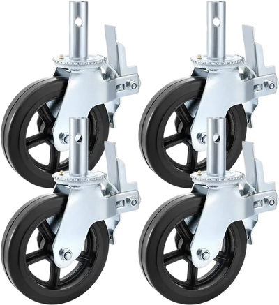 VEVOR 4 Pack 8 Inch Iron Core Polyurethane Swivel Caster With Dual Locking Brake Adjustable Legs 1100LBS Capacity per Wheel