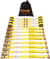 VEVOR Ratchet Tie Down Straps (8PK), 4400 lb Break Strength, E-Track Endless Ratchet with 8 Premium 2" x 15' Rachet Tie Downs Heavy Duty, for Moving Securing Cargo, Appliances, Lawn Equipment