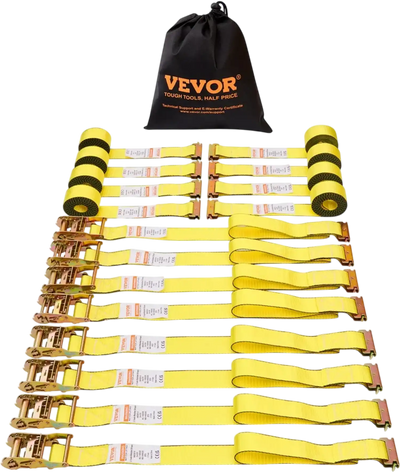 VEVOR Ratchet Tie Down Straps (8PK), 4400 lb Break Strength, E-Track Endless Ratchet with 8 Premium 2