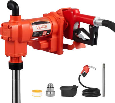 VEVOR Fuel Transfer Pump 110V, 15 GPM 57 L/min, AC Electric Oil Transfer Pump, with Auto Shut-Off Fuel Nozzle & Discharge Hose, High Flow Kit for Gasoline, Diesel, Kerosene, Biodiesel, Ethanol Blends