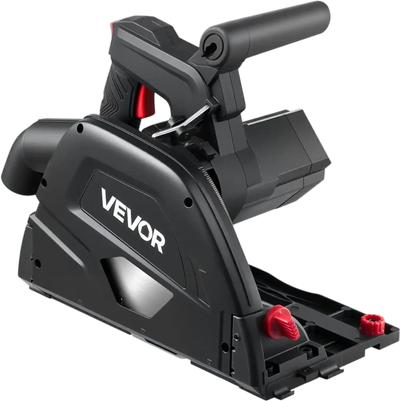 VEVOR Track Saw, 6-1/2-Inch, Plunge-Cut Circular Saw Kit, Tracksaw with 48-Tooth Carbide-Tipped Blade, 0-45° Angle Adjustment, 2.16 in Cutting Depth, for Wood, Plastic, Guide Rail Not Included, Black