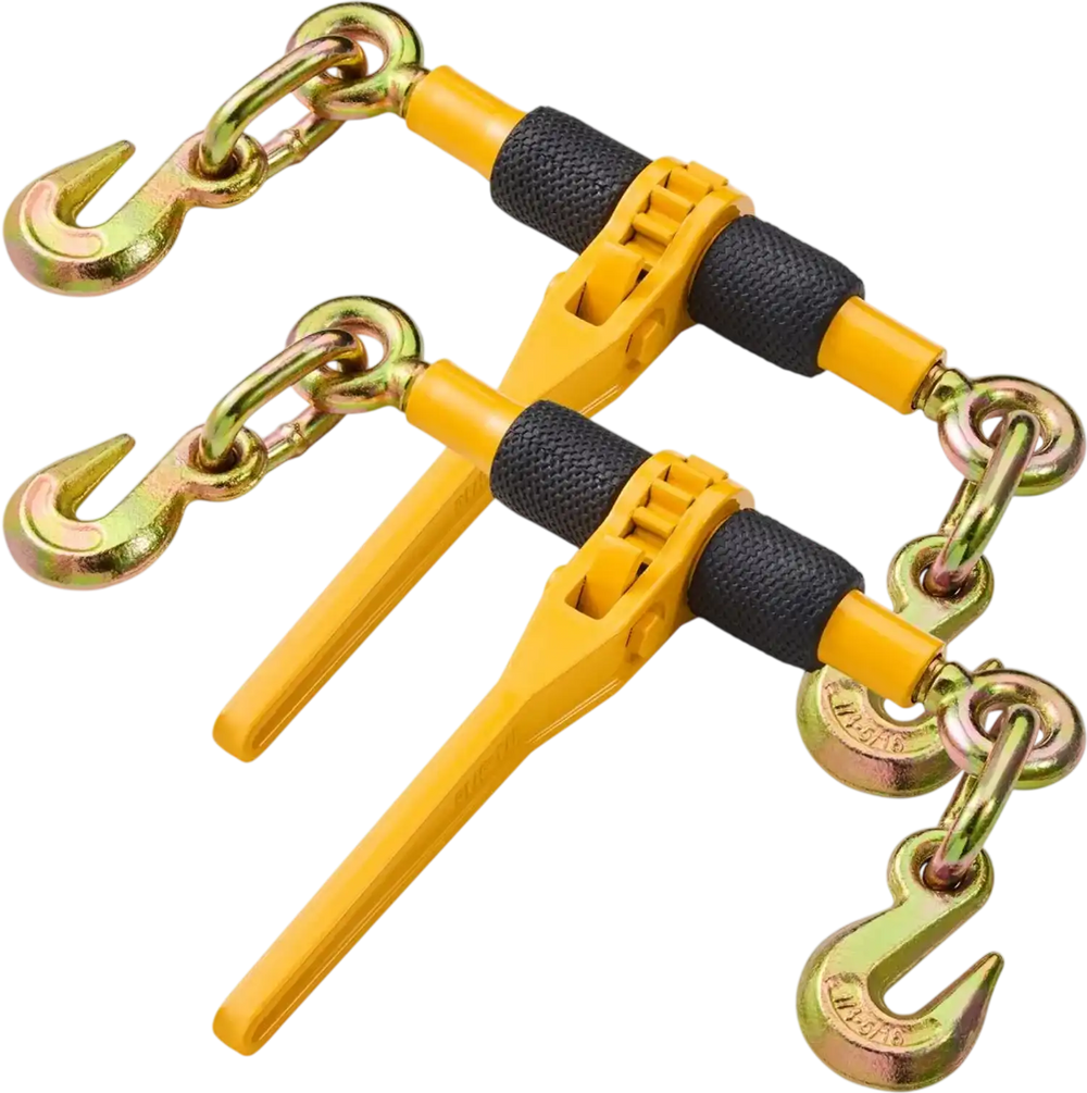 VEVOR Ratchet Chain Binders, 1/4"-5/16", 2600 lbs Safe Working Load, 2 Pack Load Binder with 2 Grab Hooks, Tie Downs for Transport Chain, Heavy Duty Tow Chain Ratchet Binders for Flatbed Truck Trailer