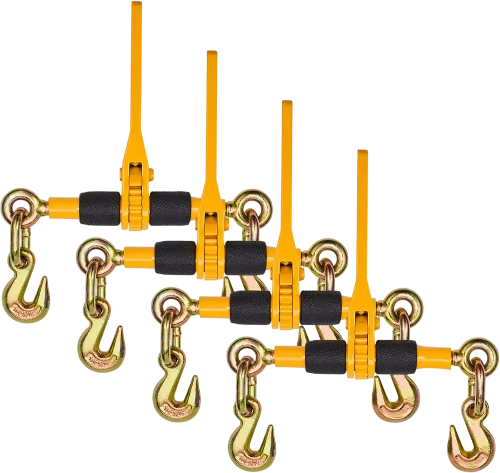 VEVOR Ratchet Chain Binders, 1/4"-5/16", 2600 lbs Safe Working Load, 4 Pack Load Binder with 2 Grab Hooks, Tie Downs for Transport Chain, Heavy Duty Tow Chain Ratchet Binders for Flatbed Truck Trailer