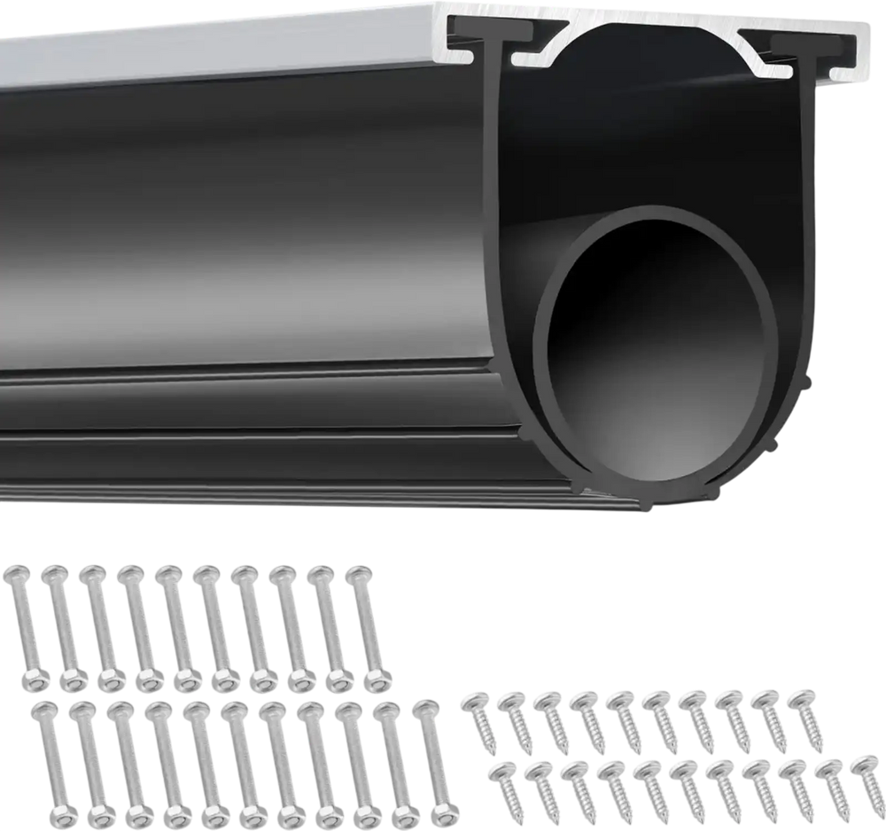 VEVOR Garage Door Seals Bottom Rubber, U Shape +O Ring Combination Garage Door Weather Stripping with Pre-drilled Aluminum Track Retainer Kit, 5/16 inch T-ends and 3 3/4 inch Width (16 Ft, Black)